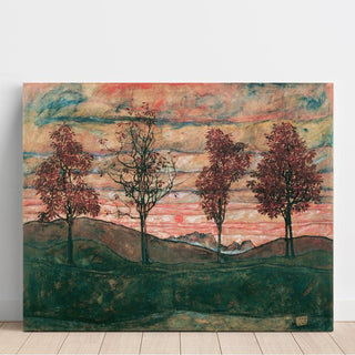 4 Arbres d'Egon Schiele | Reproduction Tableau Décoration murale affiche copie