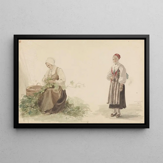 Adolph Tidemand - Kone som plukker ekeblader og Kari Andersdatter.webp