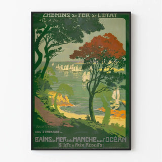 Affiche Côte d’Émeraude vintage – Bains de mer Manche & Océan