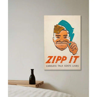 Affiche Seconde Guerre Mondiale - Zipp it. Careless talk costs lives par Leonard Raven-Hill