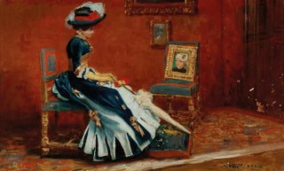 Albert von Keller - Paris A Young Lady In A Gallery.webp