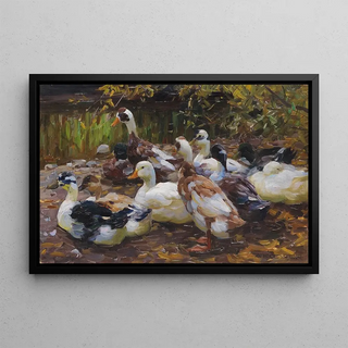 Alexander Koester - Meine Enten Elf Enten am Ufer.webp