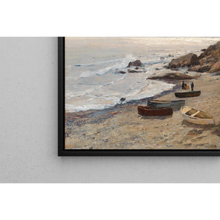 Ambiance de soirée avec des pêcheurs sur la côte - Alfred Zoff | Reproduction Tableau Décoration murale affiche copie