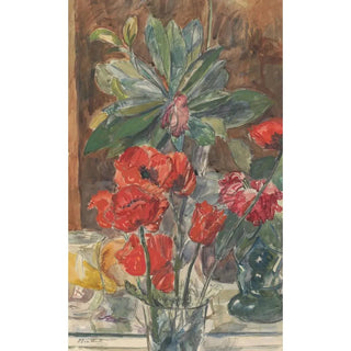 Barbara Elisabeth van Houten - Bloemenstudie van Papavers en Rhododendrons.webp