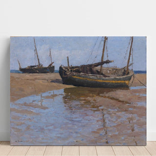 Bateaux de pêche à marée basse - Alfred Zoff | Reproduction Tableau Décoration murale affiche copie
