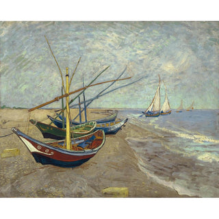 Bateaux de pêche sur la plage des Saintes-Maries-de-la-Mer - Vincent van Gogh | Reproduction Tableau Décoration murale affiche copie