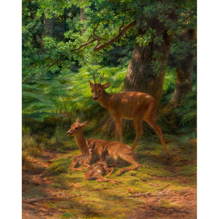 Biches et cerf au repos - Rosa Bonheur | Reproduction Tableau Décoration murale affiche copie