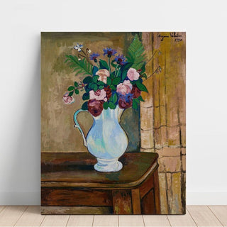 Bouquet de Roses, Bleuets et Fougères - Suzanne Valadon | Reproduction Tableau Décoration murale affiche copie