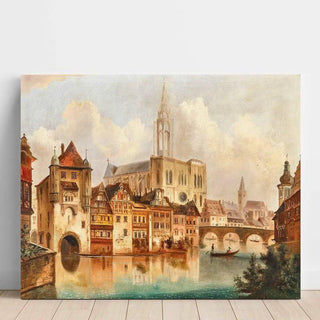 Canal près de la Cathédrale de Strasbourg par Ferdinand Lepie | Reproduction Tableau Décoration murale affiche copie