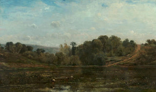 Charles Franois Daubigny - Cranes watering at the edge of a pond.webp