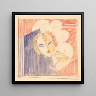 Croquis divers pour dessus de table incrustés avec visage féminin et boisson cocktail - Winold Reiss