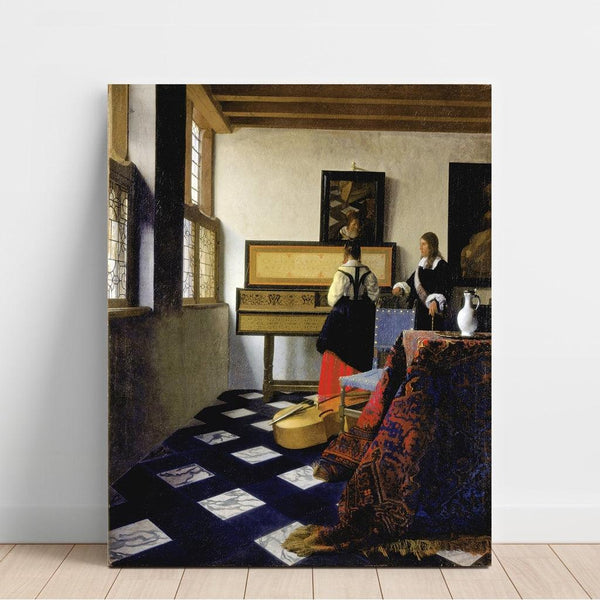 Reprodukcja obrazu Damizelka z virginalem z dżentelmenem (Lekcja muzyki) - Johannes Vermeer