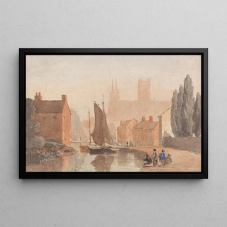 David Cox - Lincoln Cathedral from Brayford Pool.webp