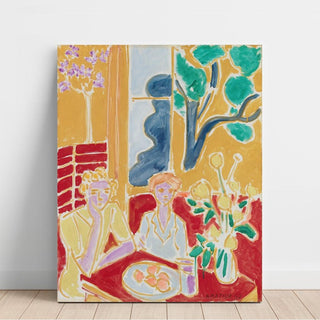 Deux Fillettes, Fond Jaune et Rouge - Henri Matisse | Reproduction Tableau Décoration murale affiche copie