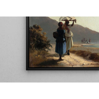 Deux femmes causant au bord de la mer, Saint Thomas - Camille Pissarro | Reproduction Tableau Décoration murale affiche copie