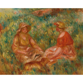 Deux filles dans un un pré deux femmes dans l'herbe - Pierre-Auguste Renoir | Reproduction Tableau Décoration murale affiche copie