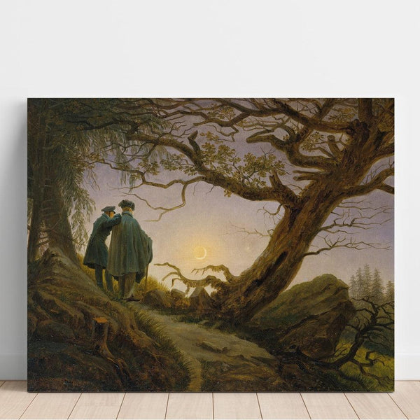 Reprodukcja obrazu dwóch mężczyzn patrzących na księżyc - Caspar David Friedrich