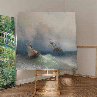 Deux navires en mer - Ivan Konstantinovich Aivazovsky | Reproduction Tableau Décoration murale affiche copie