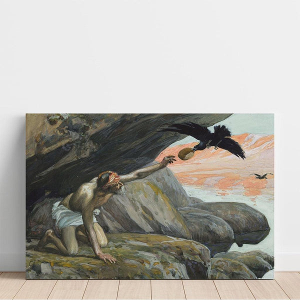 Reprodukcja obrazu Élie karmiony przez kruki - James Tissot