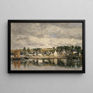Eugne Boudin - Village by a River.webp