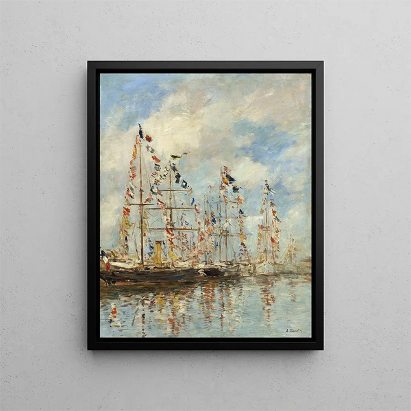 Zatoka Jachtowa w Trouville-Deauville - Eugène Boudin — oprawiony obraz na ścianie