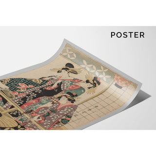 Femmes de Yoshiwara regardant dans la rue au printemps - Kitagawa Utamaro | Reproduction Tableau Décoration murale affiche copie