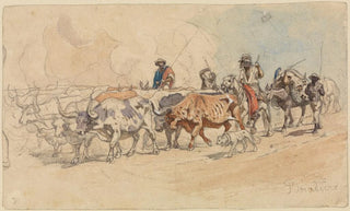 Ferdinand Keller - Treiber auf Mauleseln mit einer Bffelherde.webp