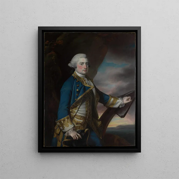 Admirała Harry'ego Pauleta 1719-1794 Szóstego księcia Bolton - Francis Cotes — oprawiony obraz na ścianie