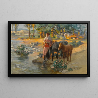 Frederick Arthur Bridgman - Watering the Horses.webp