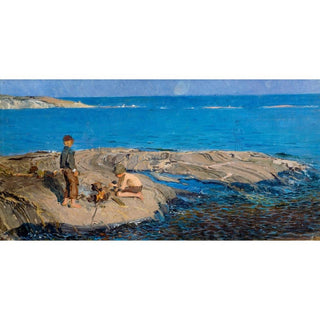 Garçons sur un rocher - Venny Soldan-Brofeldt | Reproduction Tableau Décoration murale affiche copie