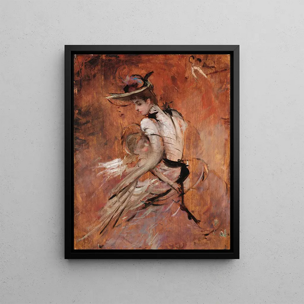 Młoda matka w kapeluszu - Giovanni Boldini — oprawiony obraz na ścianie