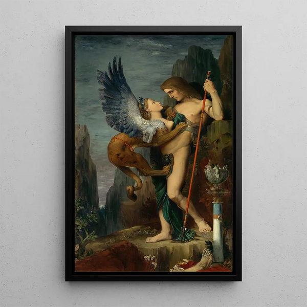 Edyp i Sfinks - Gustave Moreau — oprawiony obraz na ścianie