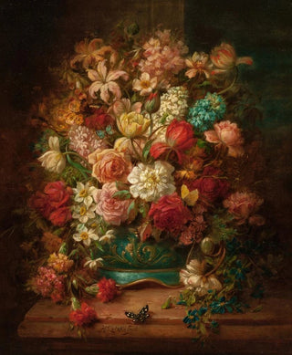 Hans Zatzka - Still Life with Flowers and Butterflies.webp