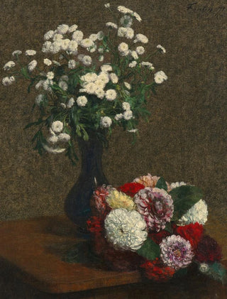 Henri FantinLatour - Fleurs camomille et dahlias.webp