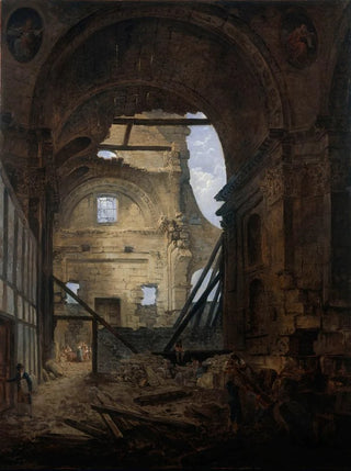 Hubert Robert - La chapelle de la Sorbonne avec la vote de la nef effondre.webp