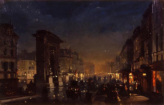Ippolito Caffi - Boulevard et Porte Saint Denis Olio su Cartoncino Intelato.webp