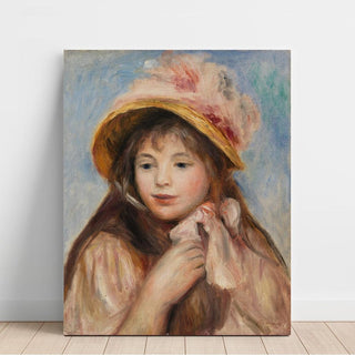 Jeune fille au chapeau rose - Pierre-Auguste Renoir | Reproduction Tableau Décoration murale affiche copie