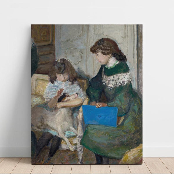 Reprodukcja obrazu Młode dziewczyny z psem (Dwie z córek Alexandra Natansona) - Pierre Bonnard