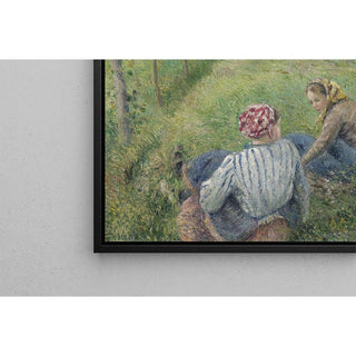 Jeunes paysannes se reposant dans les champs près de Pontoise - Camille Pissarro | Reproduction Tableau Décoration murale affiche copie