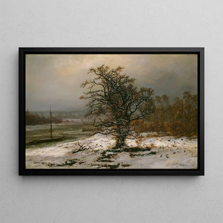 Johan Christian Dahl - Oak Tree by the Elbe in Winter.webp