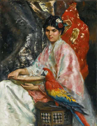 Julius Leblanc Stewart - Lady With A Parrot.webp