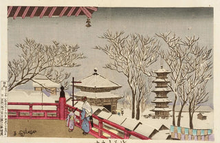 Kobayashi Kiyochika - The Temple Sensji in Snow.webp