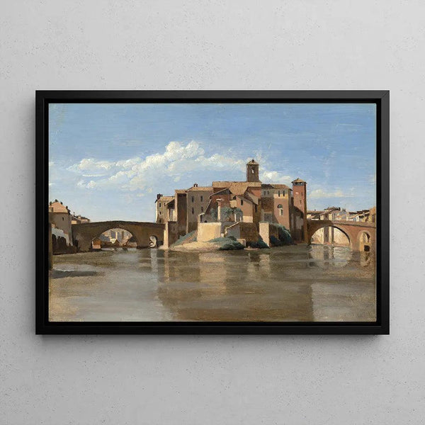 Reprodukcja obrazu L'Île et le pont San Bartolomeo, Rzym - Jean-Baptiste-Camille Corot
