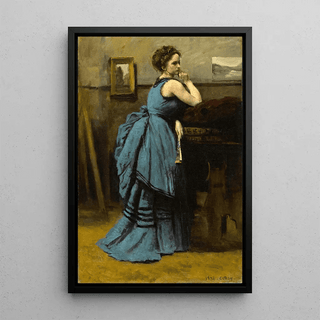 La Dame en bleu de Jean-Baptiste-Camille Corot | Reproduction Tableau Décoration murale affiche copie