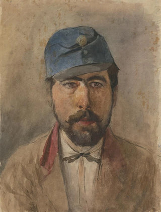 Ladislav Mednynszky - Portrait of a soldier in a blue cap.webp