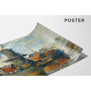 Le Moulin à vent sur l'Onbekende Gracht, Amsterdam - Claude Monet | Reproduction Tableau Décoration murale affiche copie