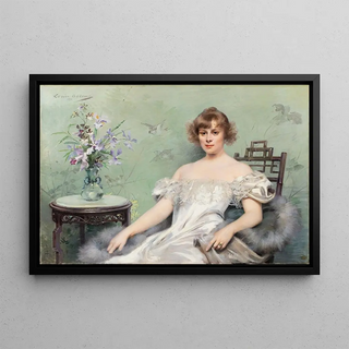 Louise Abbma - A young woman with a vase of flowers.webp