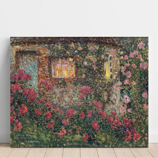 Maison extérieure parmi les roses - Henri Le Sidaner | Reproduction Tableau Décoration murale affiche copie