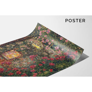 Maison extérieure parmi les roses - Henri Le Sidaner | Reproduction Tableau Décoration murale affiche copie