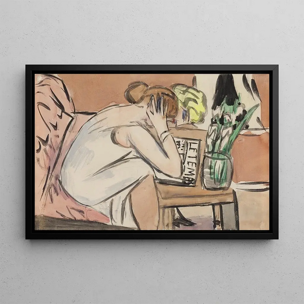 Bez tytułu Dwie młode dziewczyny czytające - Max Beckmann — oprawiony obraz na ścianie